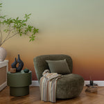 Ombre Wallpaper with a Desert Sunset Gradient in Green and Orange - E271