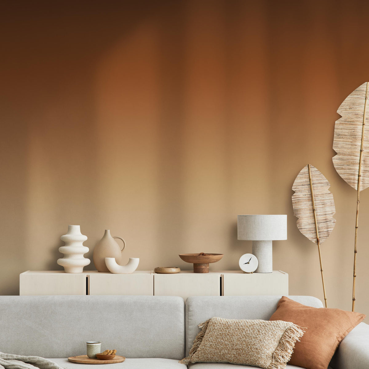 Ombre Wallpaper with a Fading Gradient Effect in Brown and Beige - E270