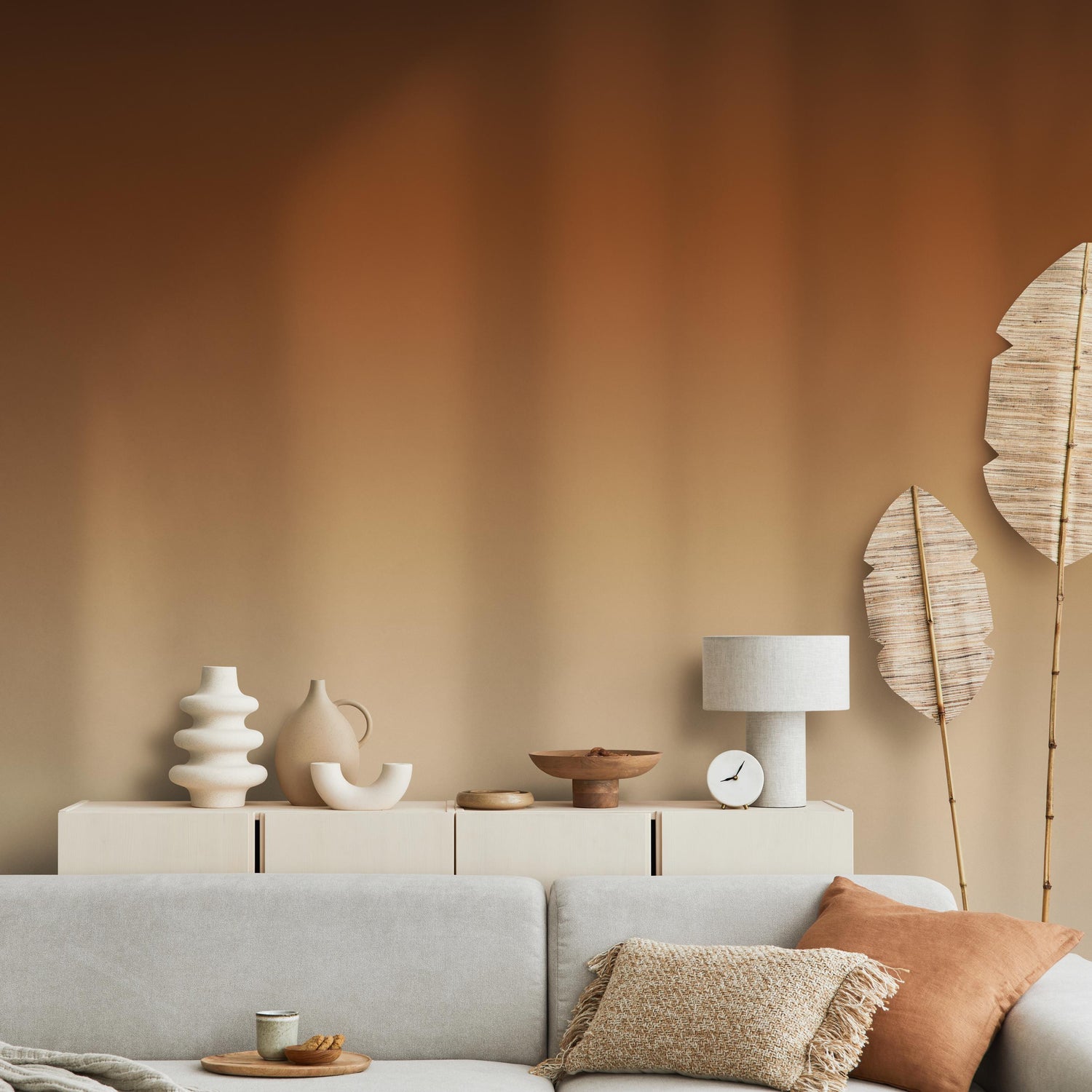 Ombre Wallpaper with a Fading Gradient Effect in Brown and Beige - E270