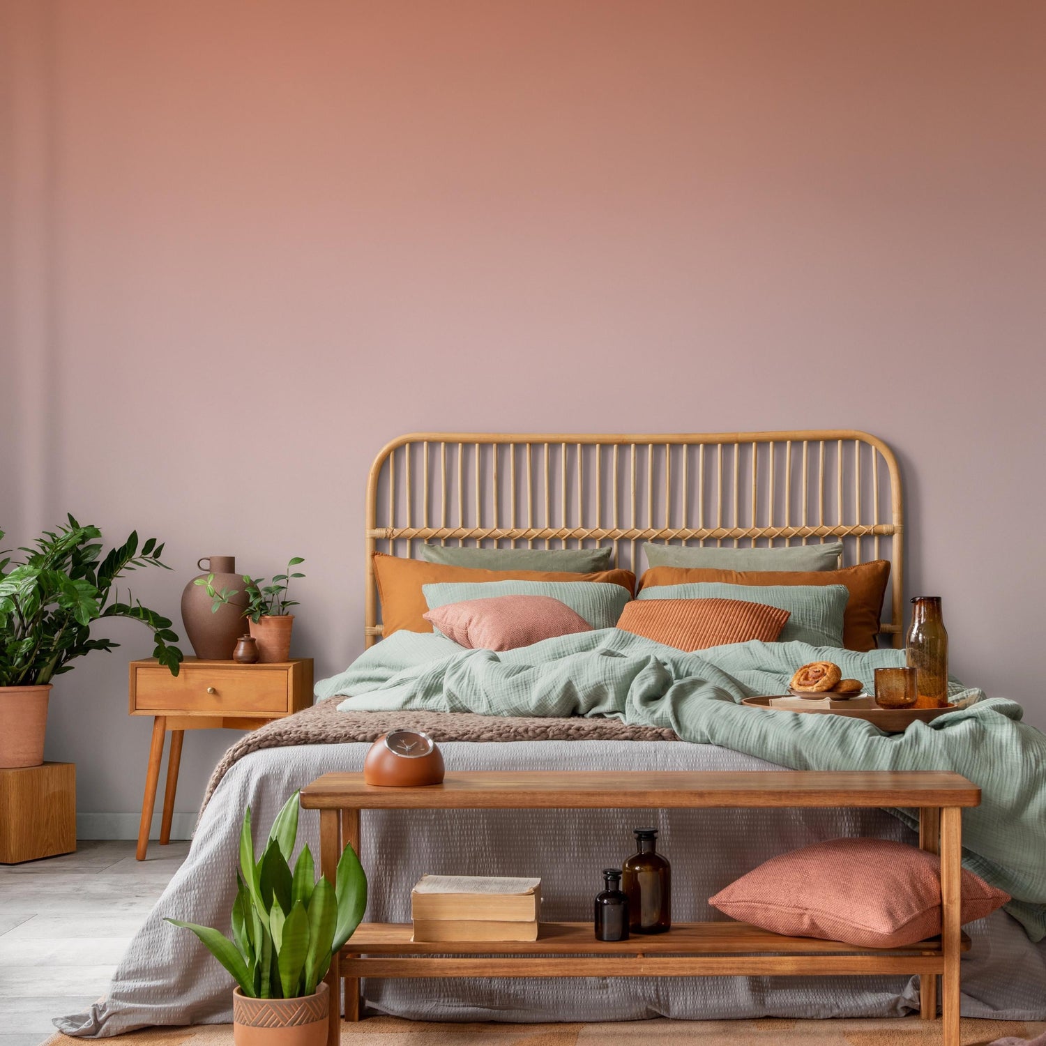 Ombre Wallpaper with a Terracotta and Dusty Rose Gradient - E277