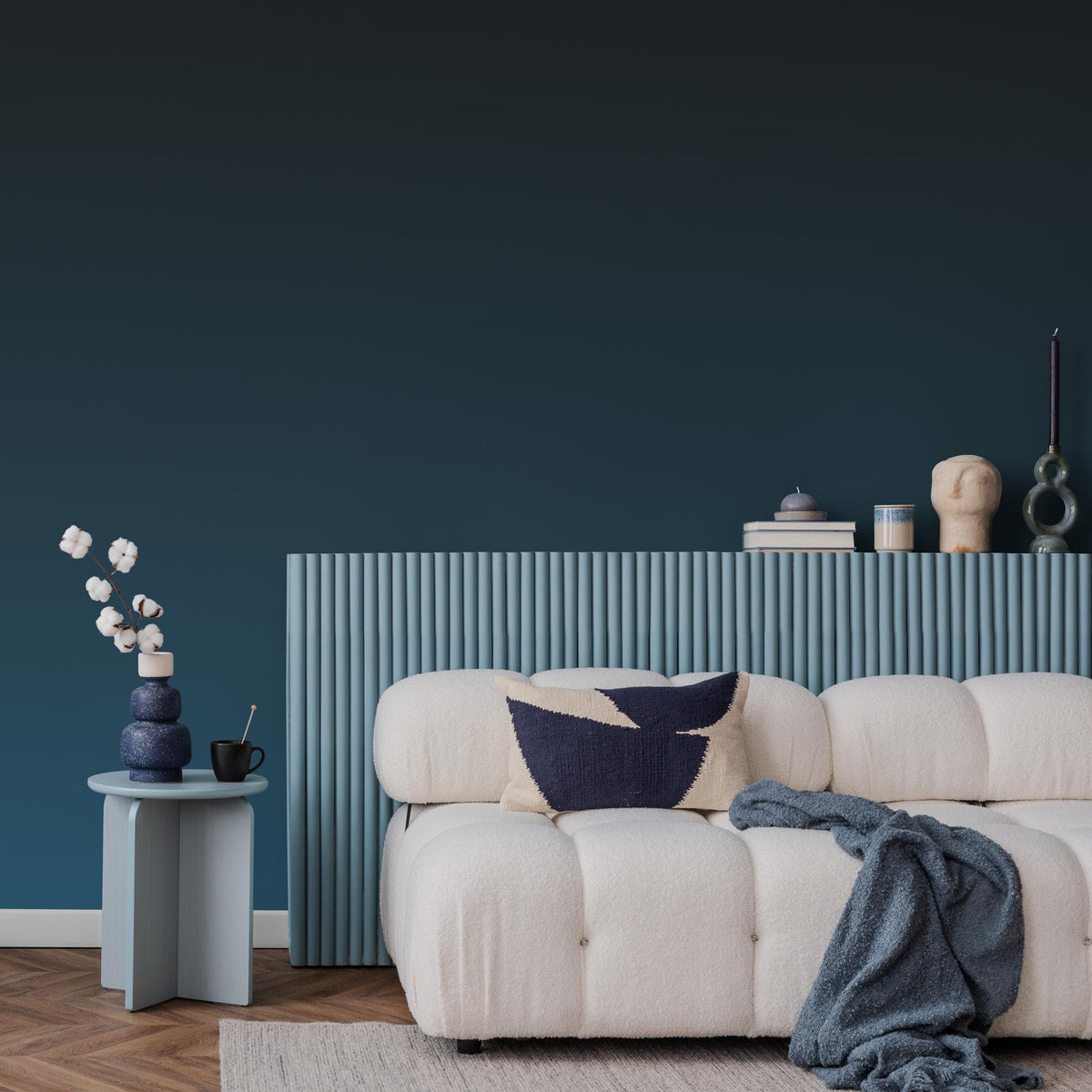 Ombre Wallpaper with a Moody Gradient in Dark Blue and Black - E254
