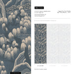 Chinoiserie Wallpaper with a Mountain Landscape in Blue and Beige - E324