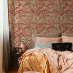 Chinoiserie Wallpaper with a Mountain Landscape in Red and Beige - E331