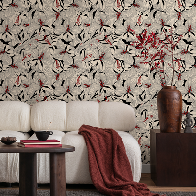 Cream Floral Peel And Stick Wallpaper