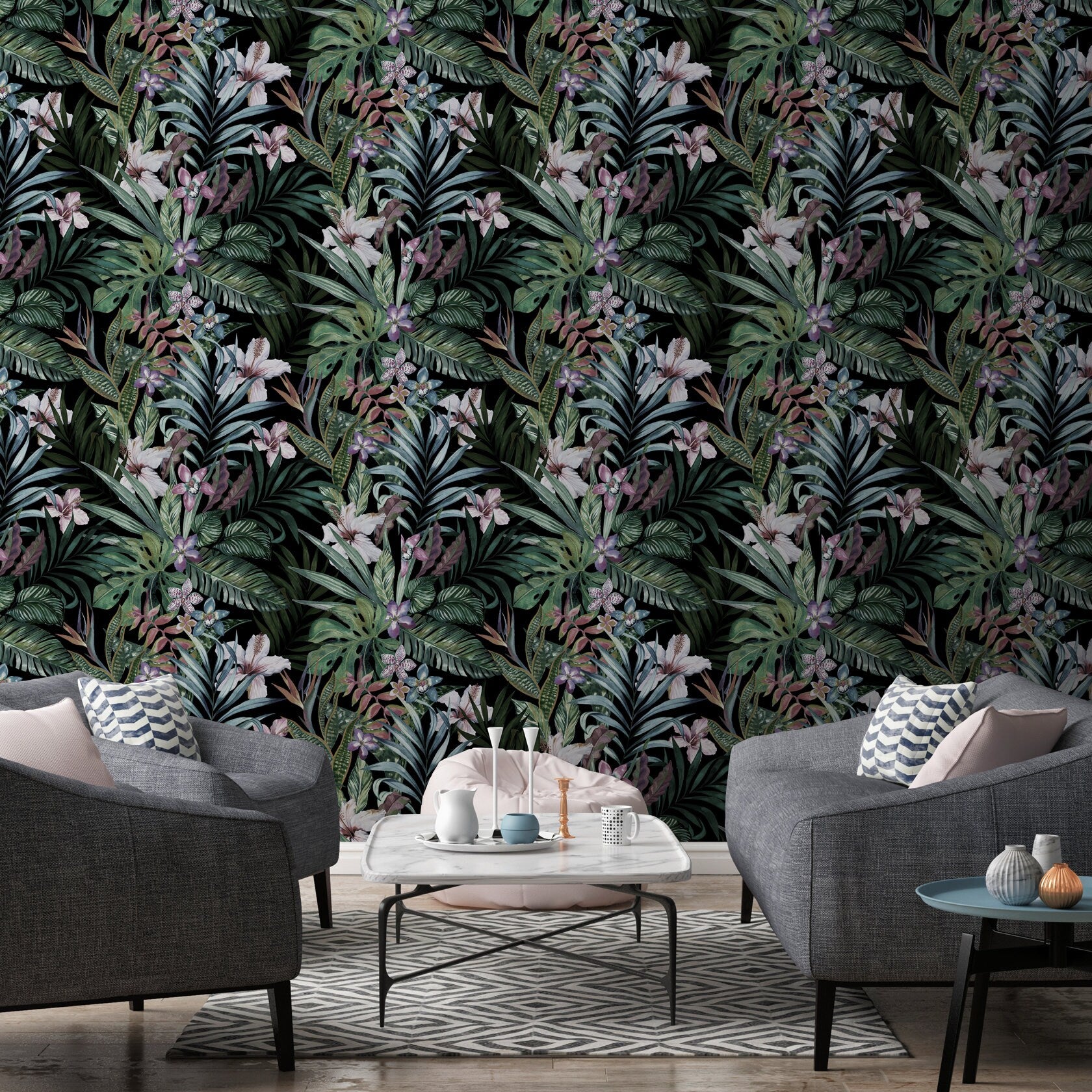Removable Wallpaper Floral Wall Temporary Wallpaper Nursery Wallpaper Wall Decor Wall Paper Removable Peel and Stick Wallpaper - A499