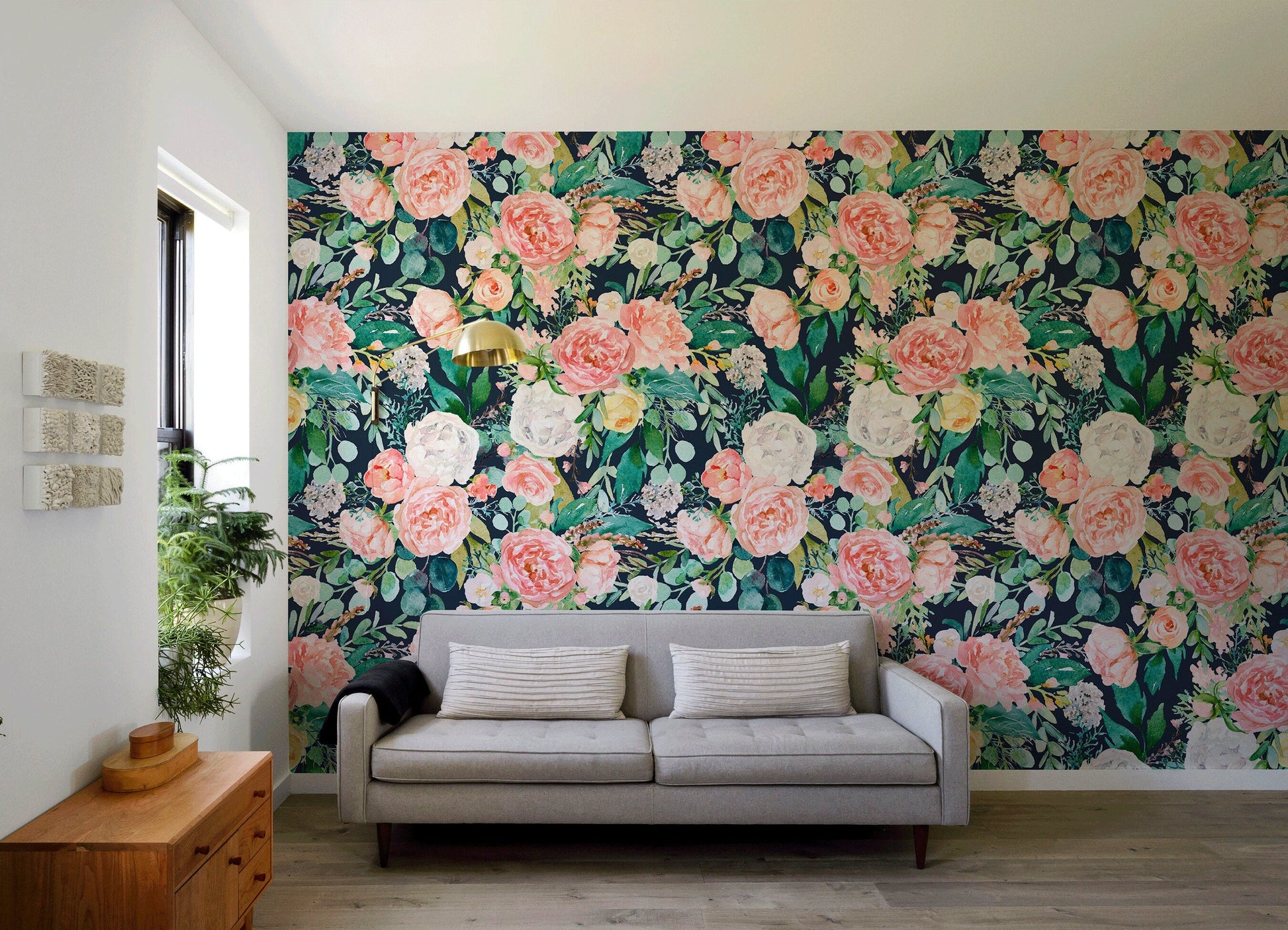 Vintage Peony Wallpaper, Colorful Peony Wallpapers, Peel and Stick Wallpaper, Fabric Wallpaper, Wall Paper Removable, Wallpaper - A827
