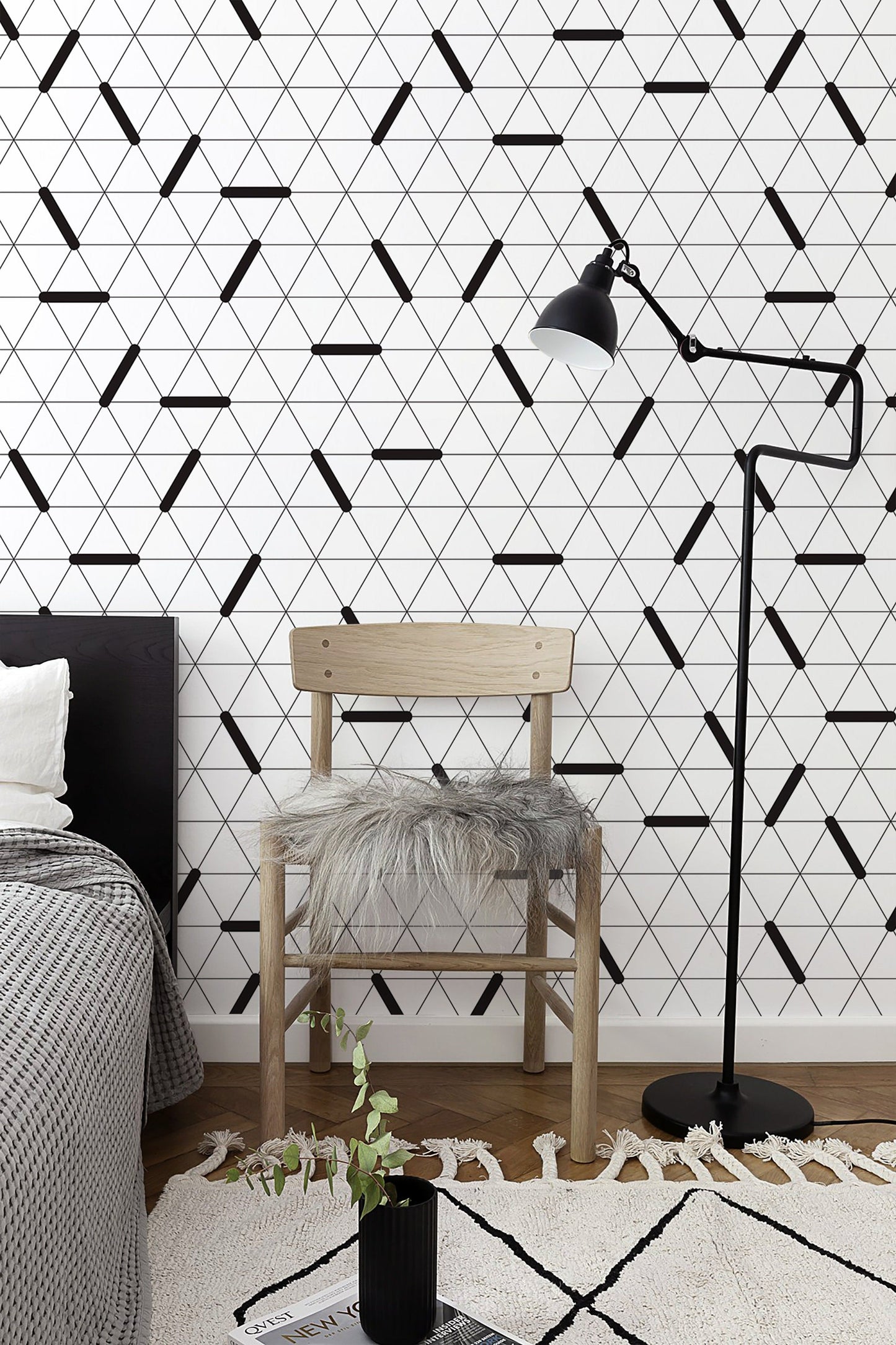 Removable Wallpaper Peel and Stick Wallpaper Wall Paper Wall Mural - Black and White Minimal Wallpaper - B083