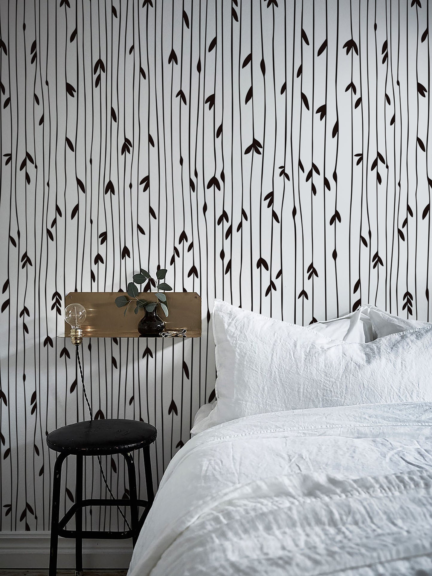 Removable Wallpaper, Minimalistic Wallpaper, Peel and Stick Wallpaper, WallPaper, Leaves Wallpaper - B060