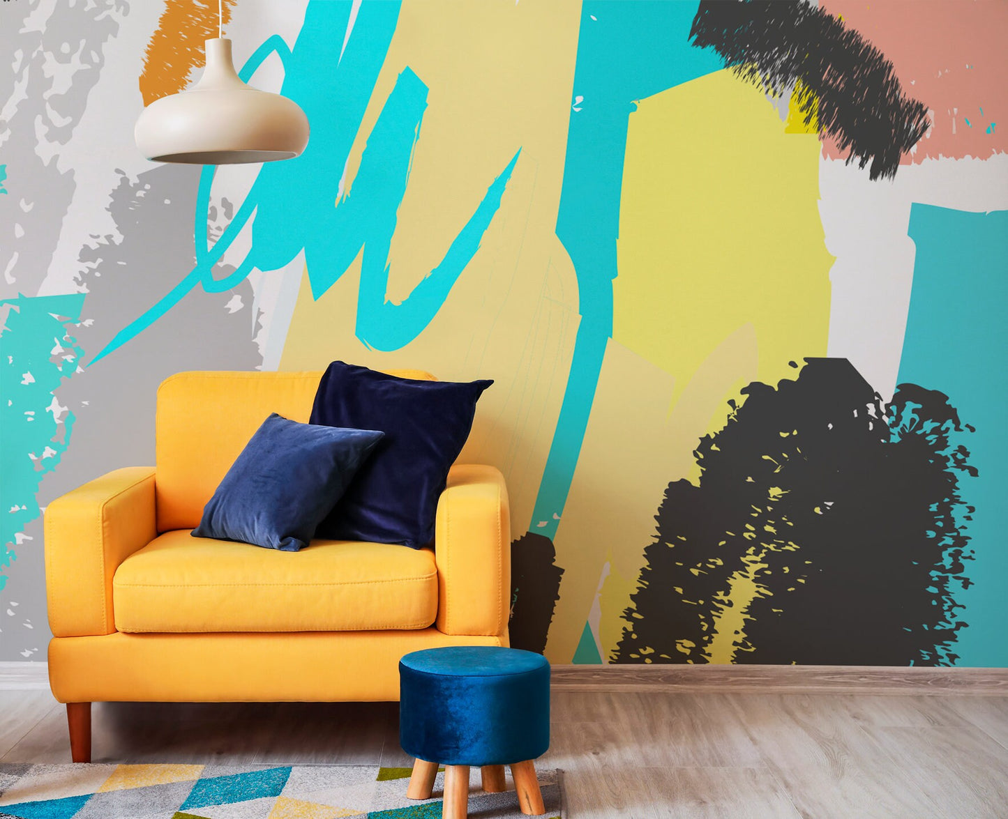 Removable Wallpaper, Temporary Wallpaper, Peel and Stick Wallpaper, Abstract Mural - B166