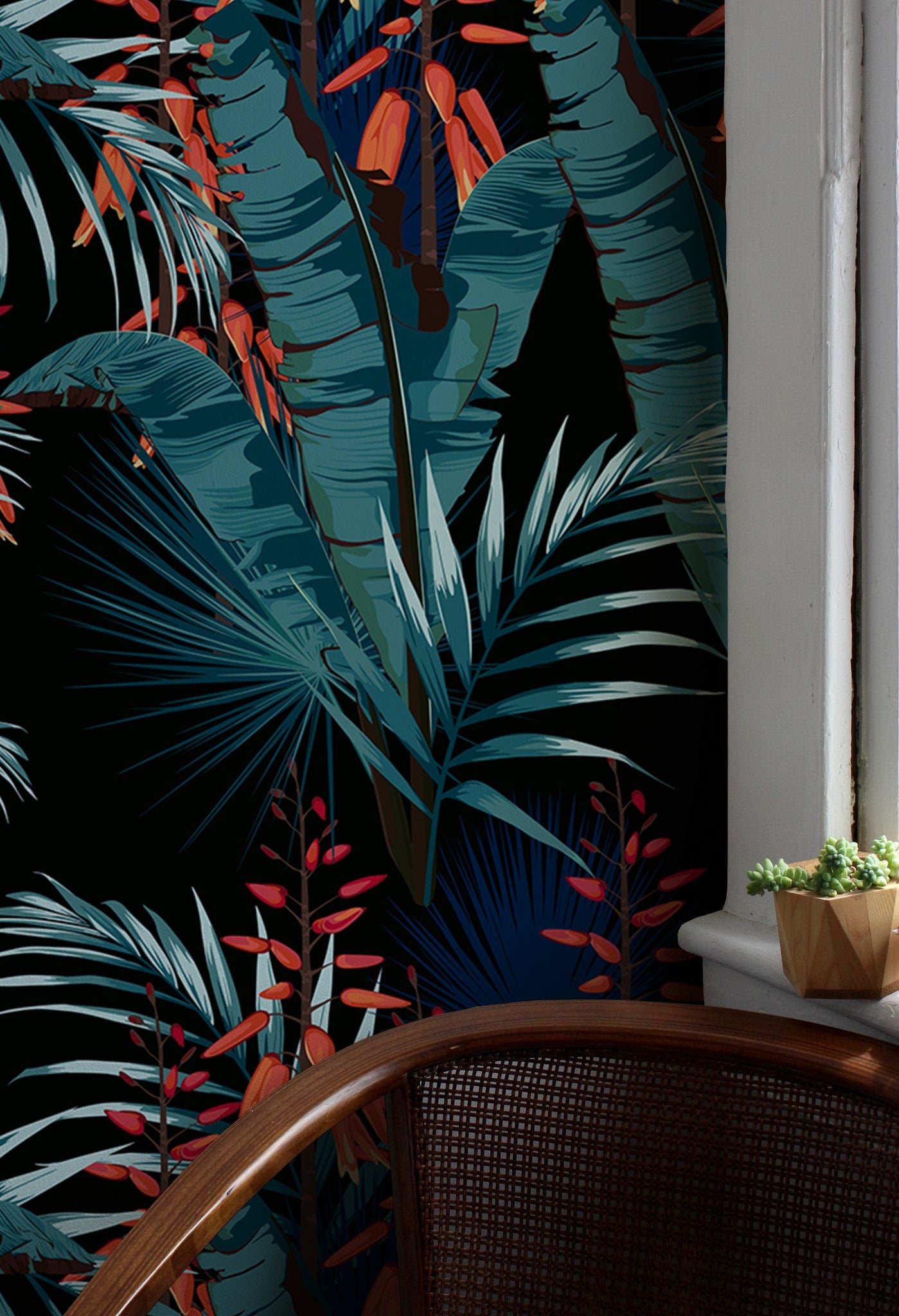 Wallpaper Peel and Stick Wallpaper Removable Wallpaper Home Decor Wall Art Wall Decor Room Decor / Tropical Palm Leaves Wallpaper - B143