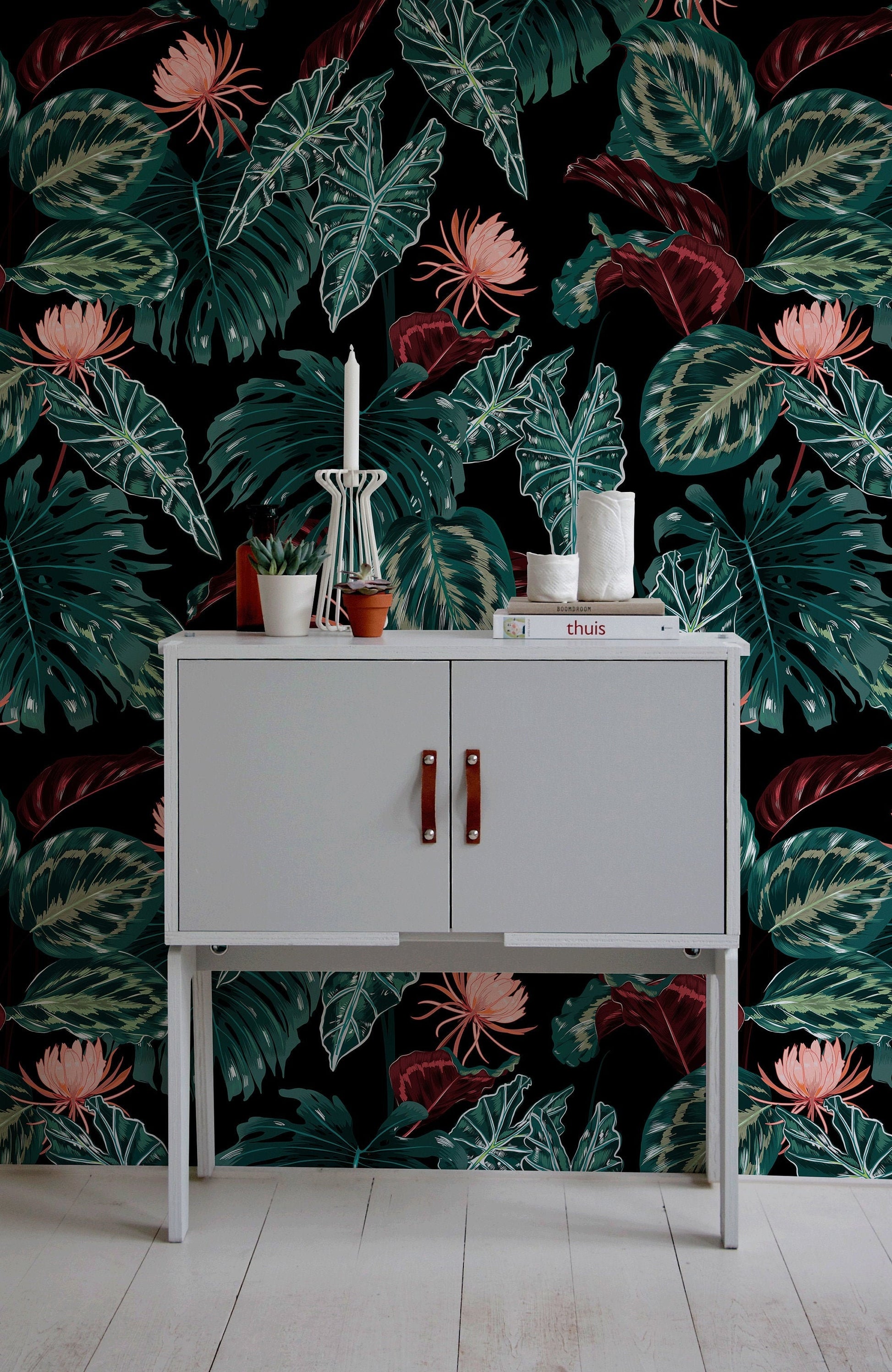 Wallpaper Peel and Stick Wallpaper Removable Wallpaper Home Decor Wall Art Wall Decor Room Decor / Tropical Leaves Wallpaper - B071