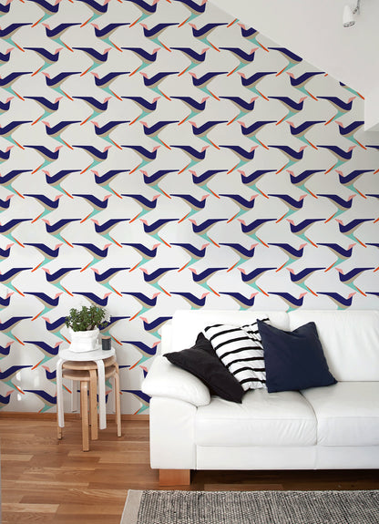 Removable Wallpaper Wallpaper Wallpaper Peel and Stick Wallpaper Flat Birds Wallpaper - B283