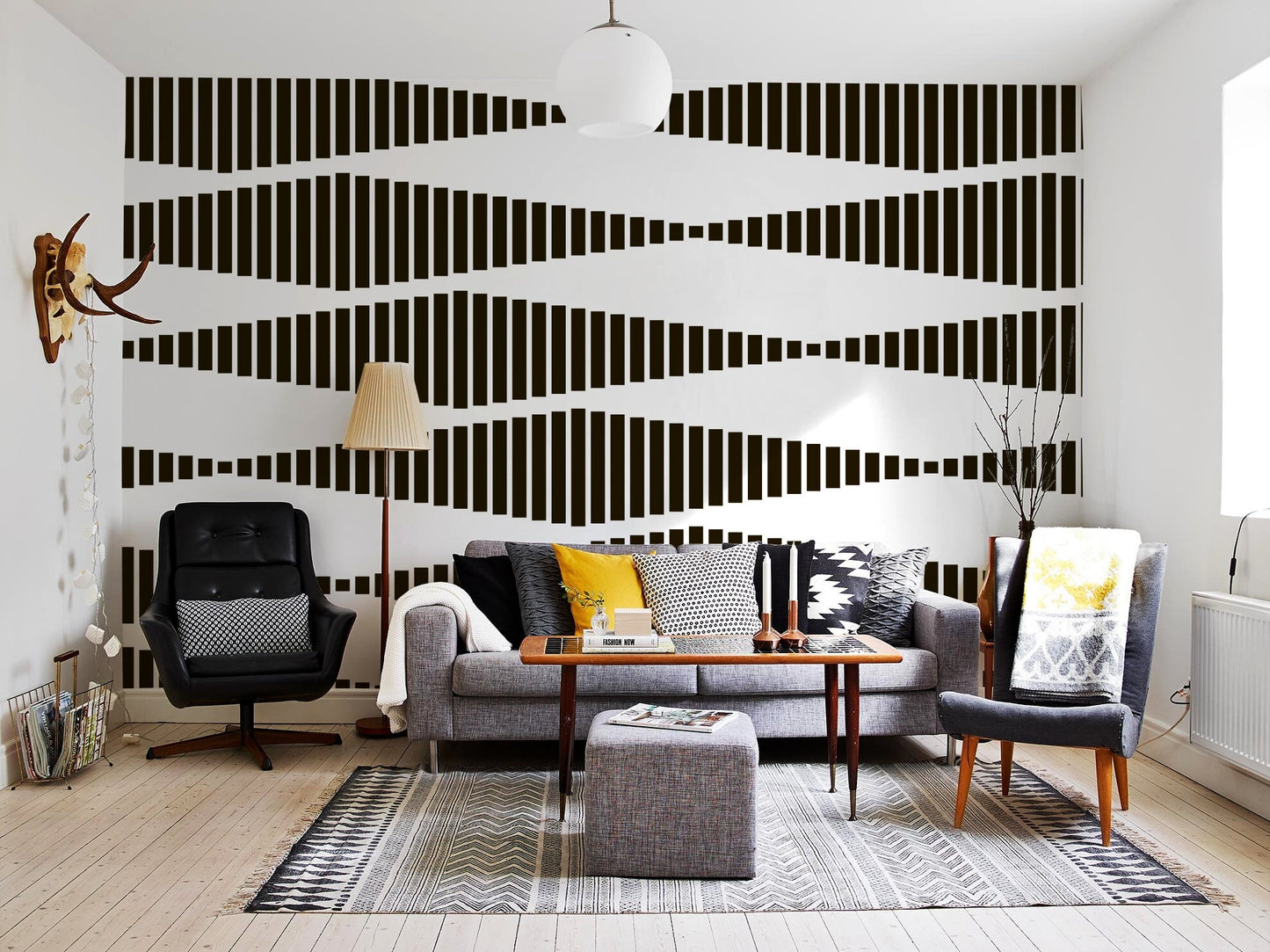 Black and White Geometric Removable Wallpaper Wallpaper Peel and Stick Wallpaper Wall Paper - B339