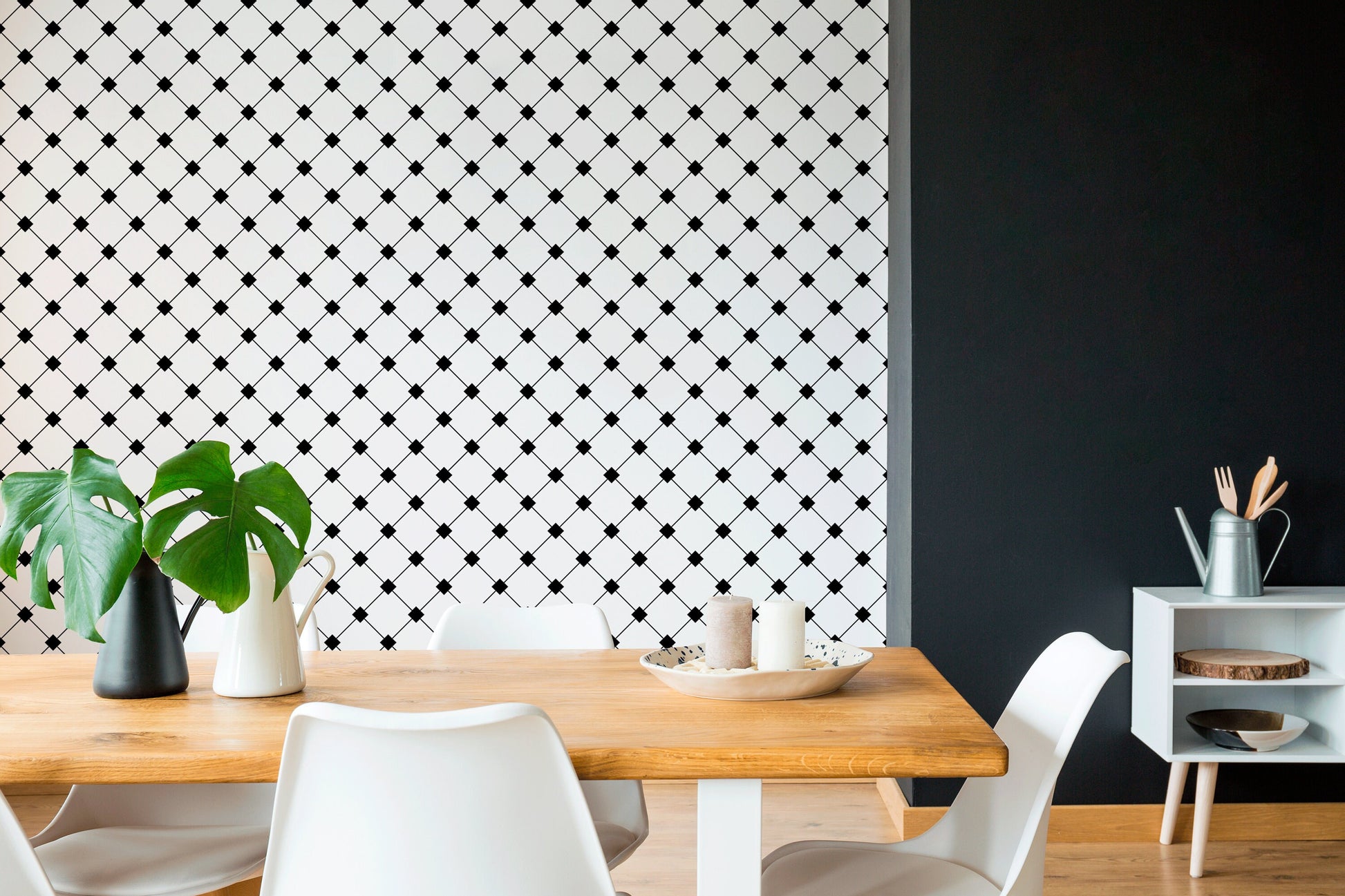 Black and White Geometric Removable Wallpaper Scandinavian Wallpaper Peel and Stick Wallpaper Wall Paper - B419