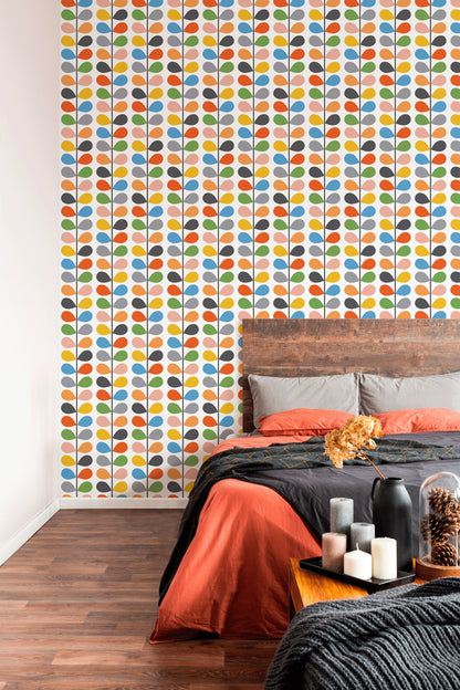 Geometric Retro Wallpaper, Removable Wallpaper, Geometric Pattern, Wall Paper Removable, Wallpaper - B451