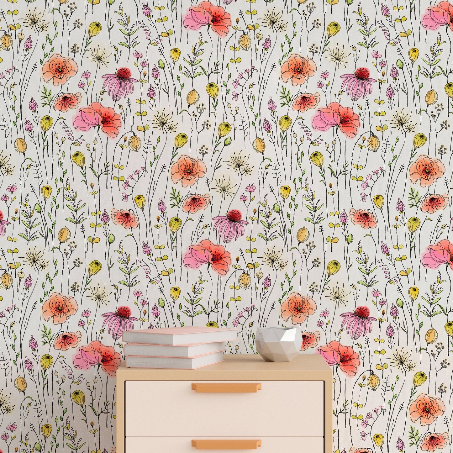 Removable Wallpaper Peel and Stick Wallpaper Wall Paper Wall Mural - Vintage Floral Wallpaper - B018