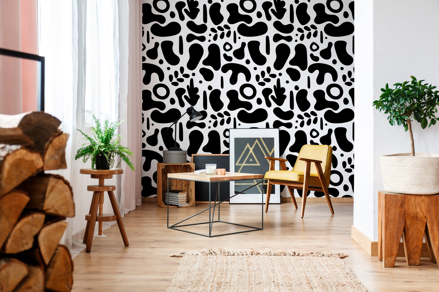 Shape Wallpaper Removable Wallpaper Contemporary Wall Temporary Wallpaper Abstract Wallpaper - AS2-B565