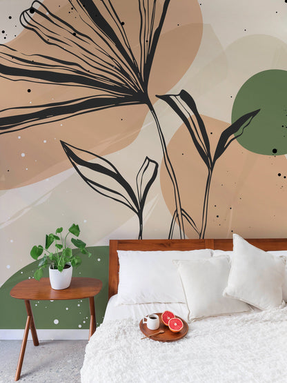 Contemporary Mural Removable Wallpaper Tropical Mural Wall Paper -B955