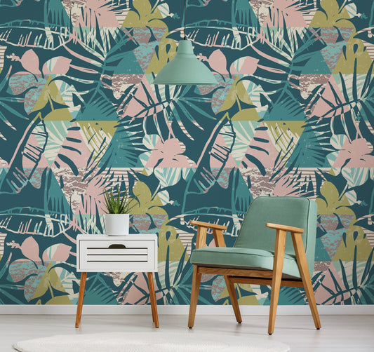 Tropical Wallpaper, Monstera Wallpaper, Wall Decor, Peel and Stick, Removable Wallpaper, Wallpaper - A893