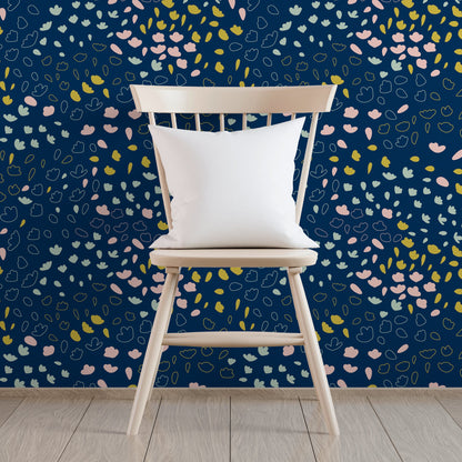 Hand-drawn Flowers Wallpaper - Removable Wallpaper Peel and Stick Wallpaper Wall Paper Wall Mural - B422