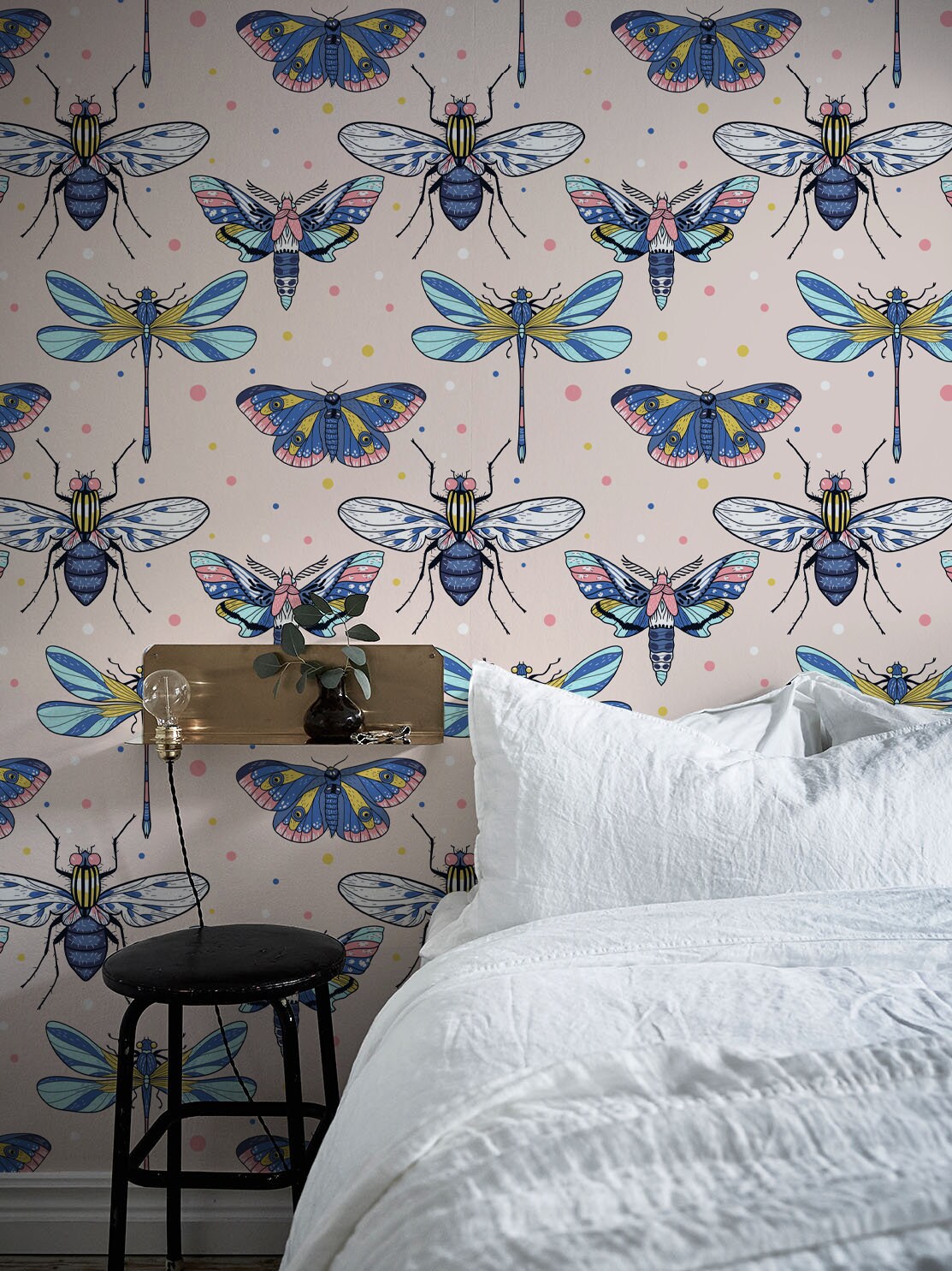 Colorful Insects Removable Wallpaper Wall Decor Home Decor Wall Art Printable Wall Art Room Decor Wall Prints Wall Hanging - B978
