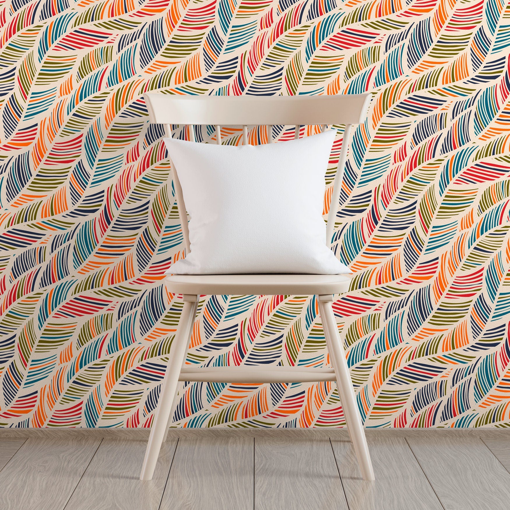 Removable Wallpaper Wallpaper Colorful Waves Wallpaper Peel and Stick Wallpaper Wall Paper - B041