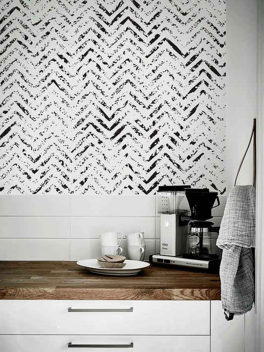 Removable Wallpaper Peel and Stick Wallpaper Wall Paper Wall Wallpaper Abstract Wallpaper - Ink Splash Herringbone - A559