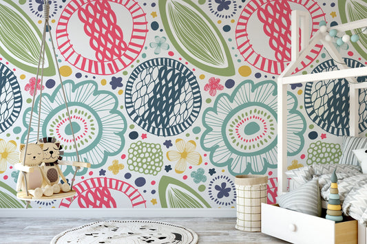 Nursery Wallpaper, Desert Floral Wallpaper, Self-Adhesive, Removable Wallpaper, Fruit Wallpaper, Floral Wallpaper, Wallpaper - A229