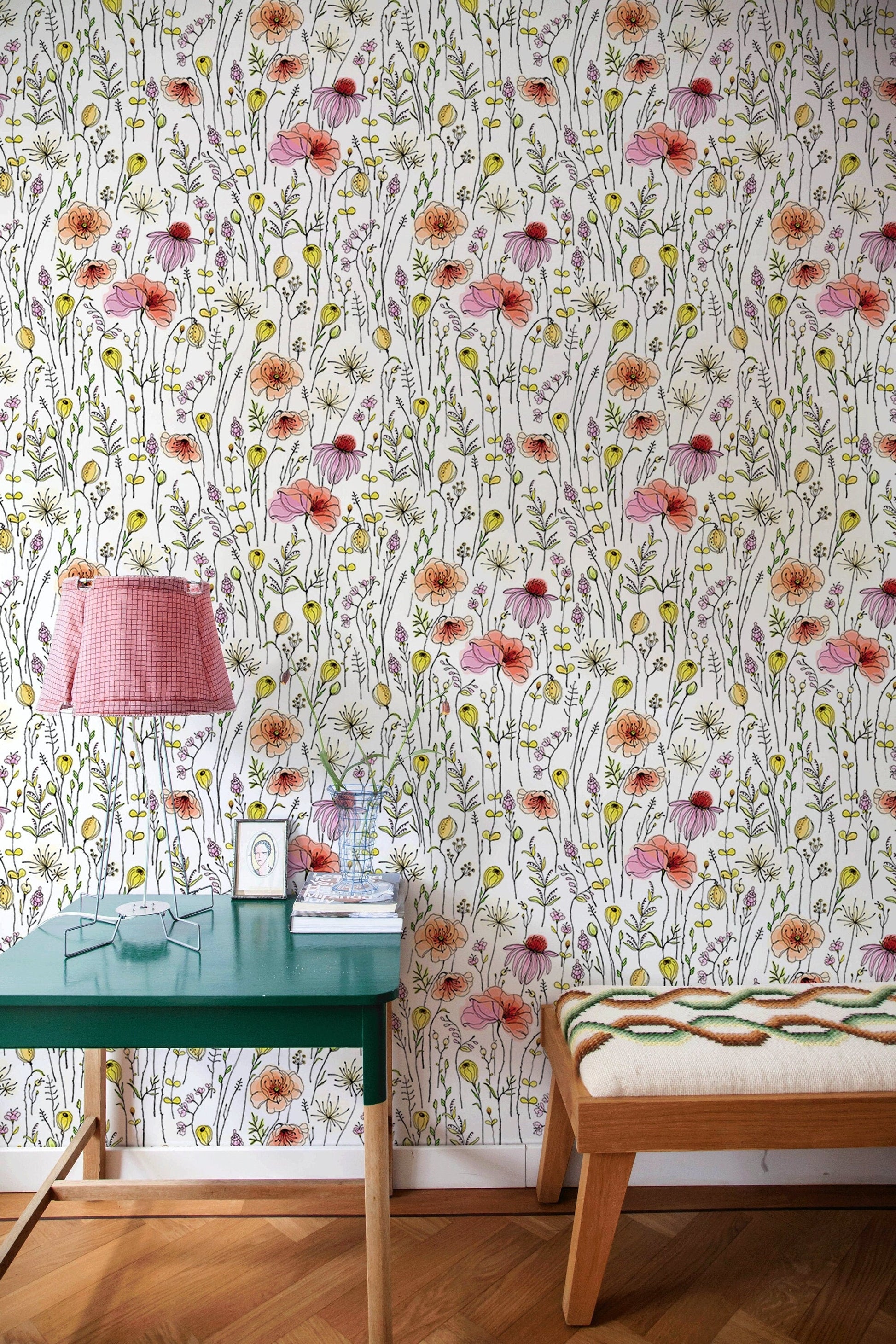 Removable Wallpaper Peel and Stick Wallpaper Wall Paper Wall Mural - Vintage Floral Wallpaper - B018