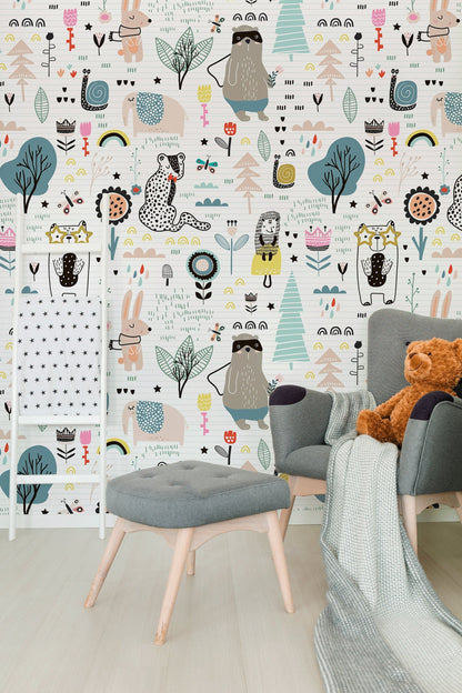 Removable Wallpaper, Scandinavian Wallpaper, Temporary Wallpaper, Kids Wallpaper, Peel and Stick Wallpaper, Wall Paper, Boho - B331