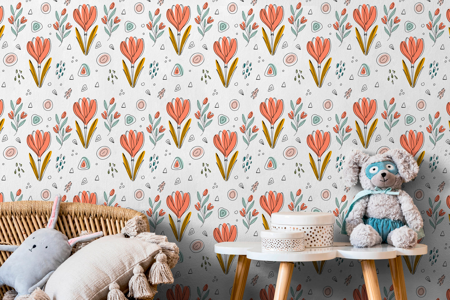 Whimsical Crocus Garden Wallpaper - C033