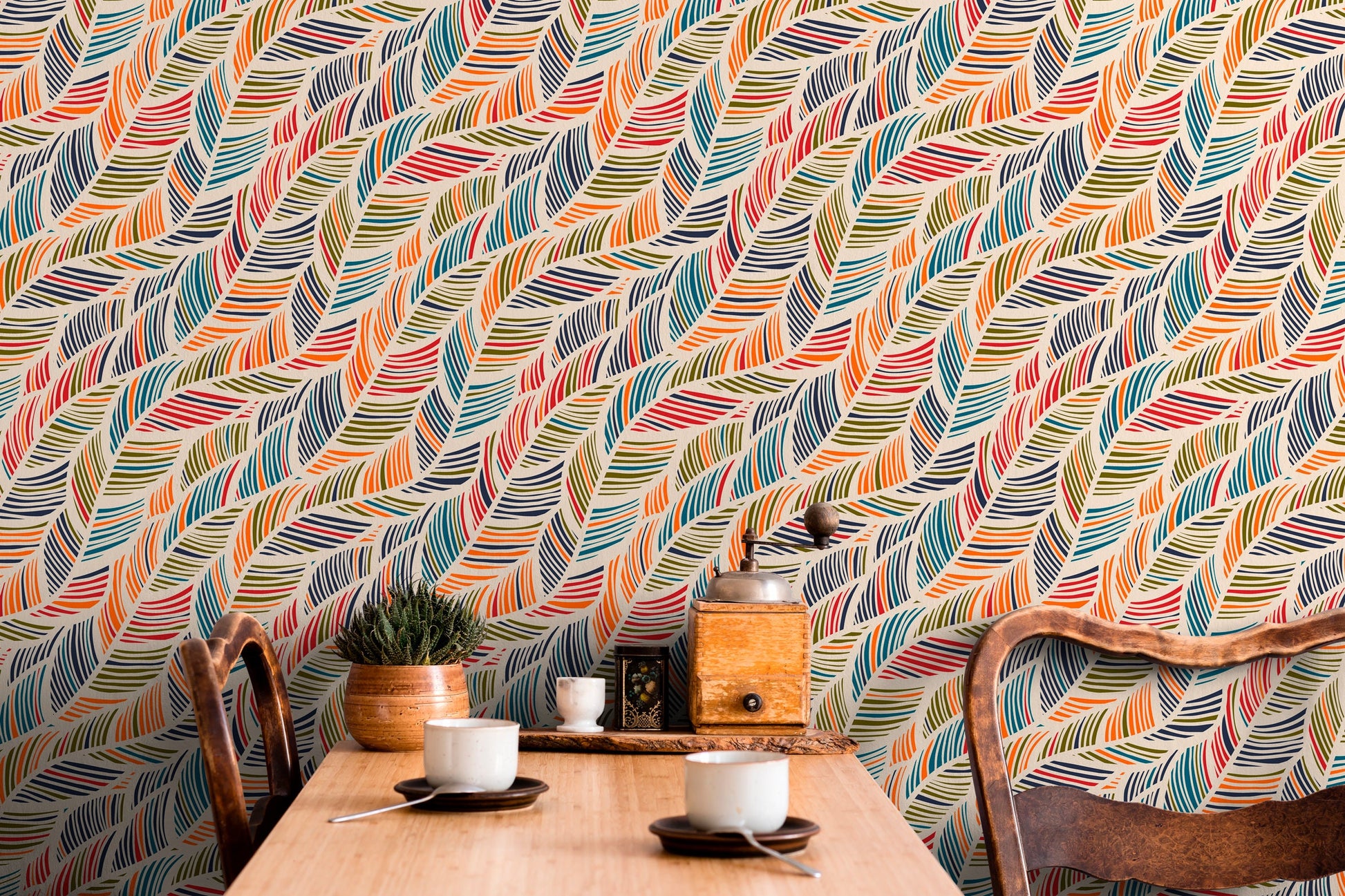 Removable Wallpaper Wallpaper Colorful Waves Wallpaper Peel and Stick Wallpaper Wall Paper - B041