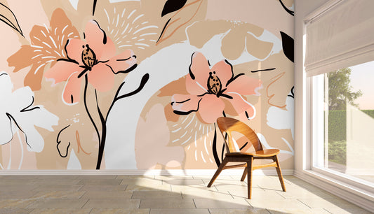 Removable Wallpaper Wallpaper Abstract Wallpaper Peel and Stick Wallpaper Wall Paper Leaves- C122
