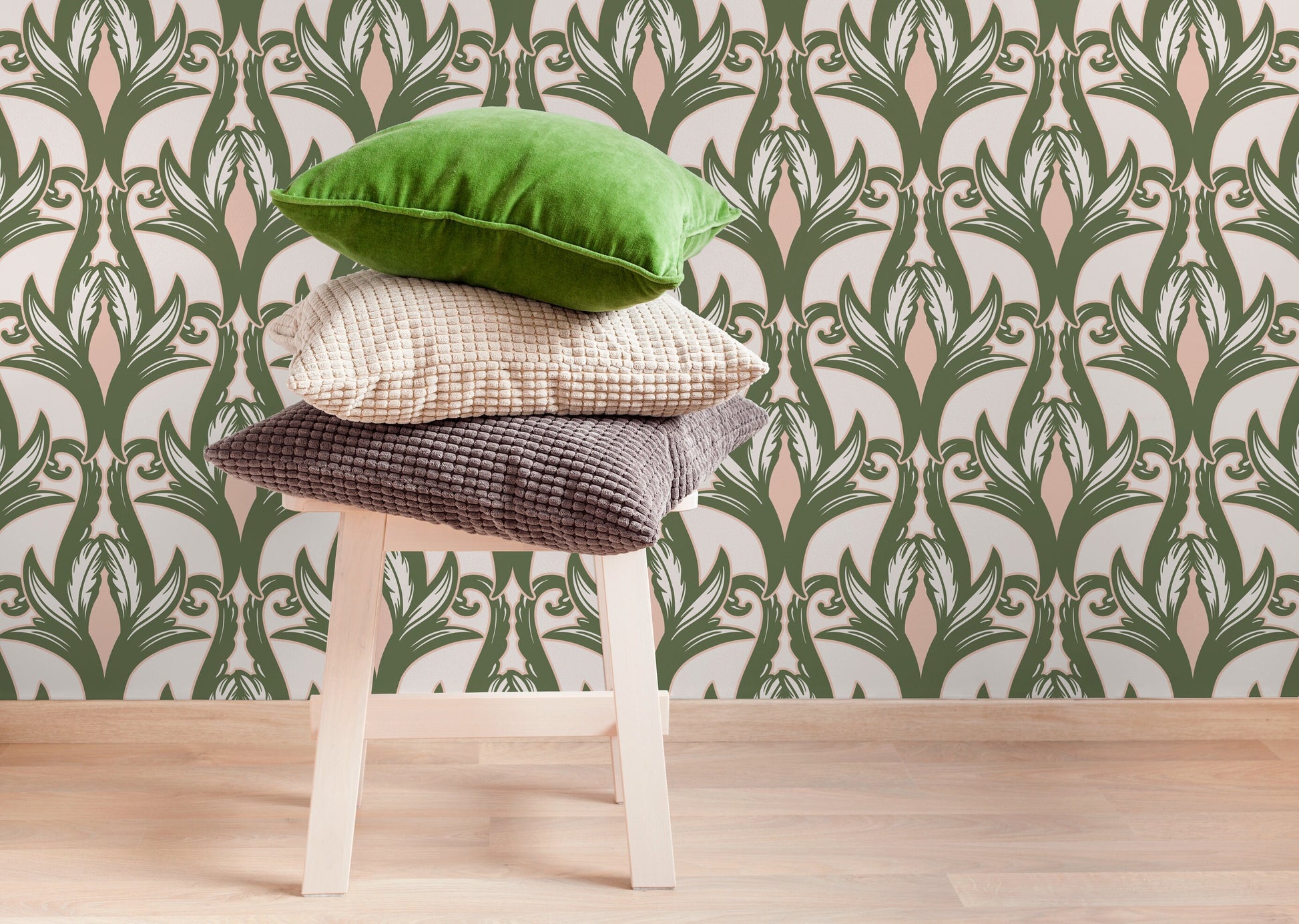 Wallpaper Removable Wallpaper Peel and Stick Wallpaper Wall Decor Home Decor Wall Art Printable Wall Art / Green Vintage Wallpaper - C288