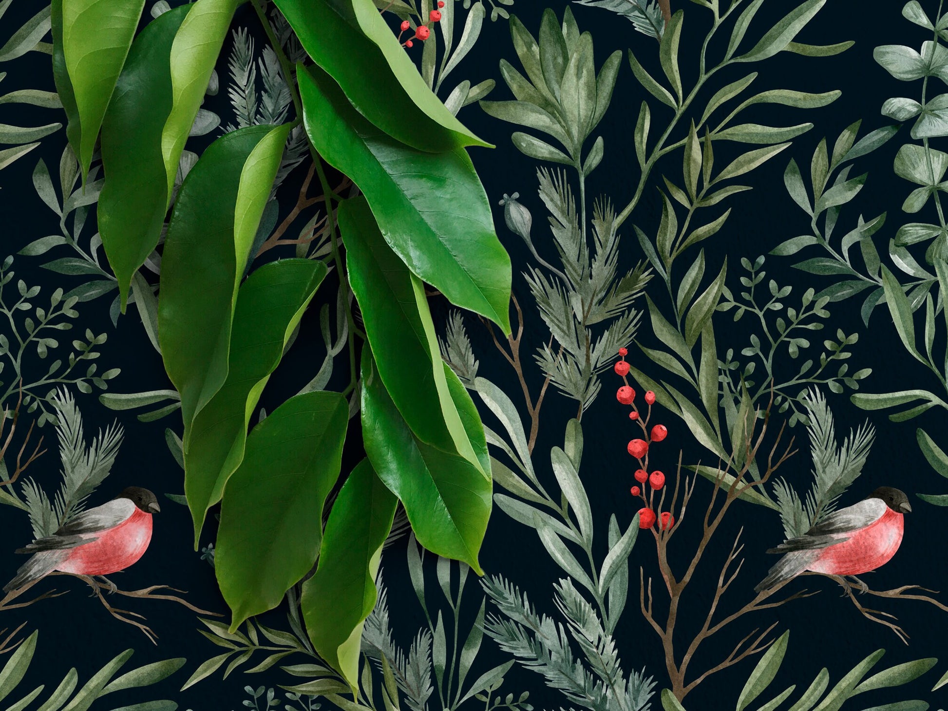 Tropical Wallpaper, Wall Decor, Peel and Stick, Removable Wallpaper, Leaves, Tropical Wallpaper - C253