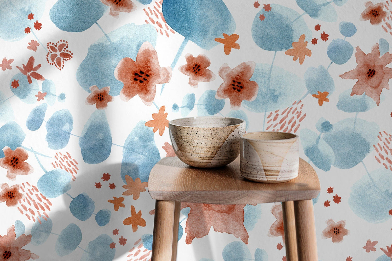 Colorful Floral Wallpaper, Peel and Stick Wallpaper, Removable Wall Decor, Fabric Wallpaper, Removable, Wall Paper Removable - X003
