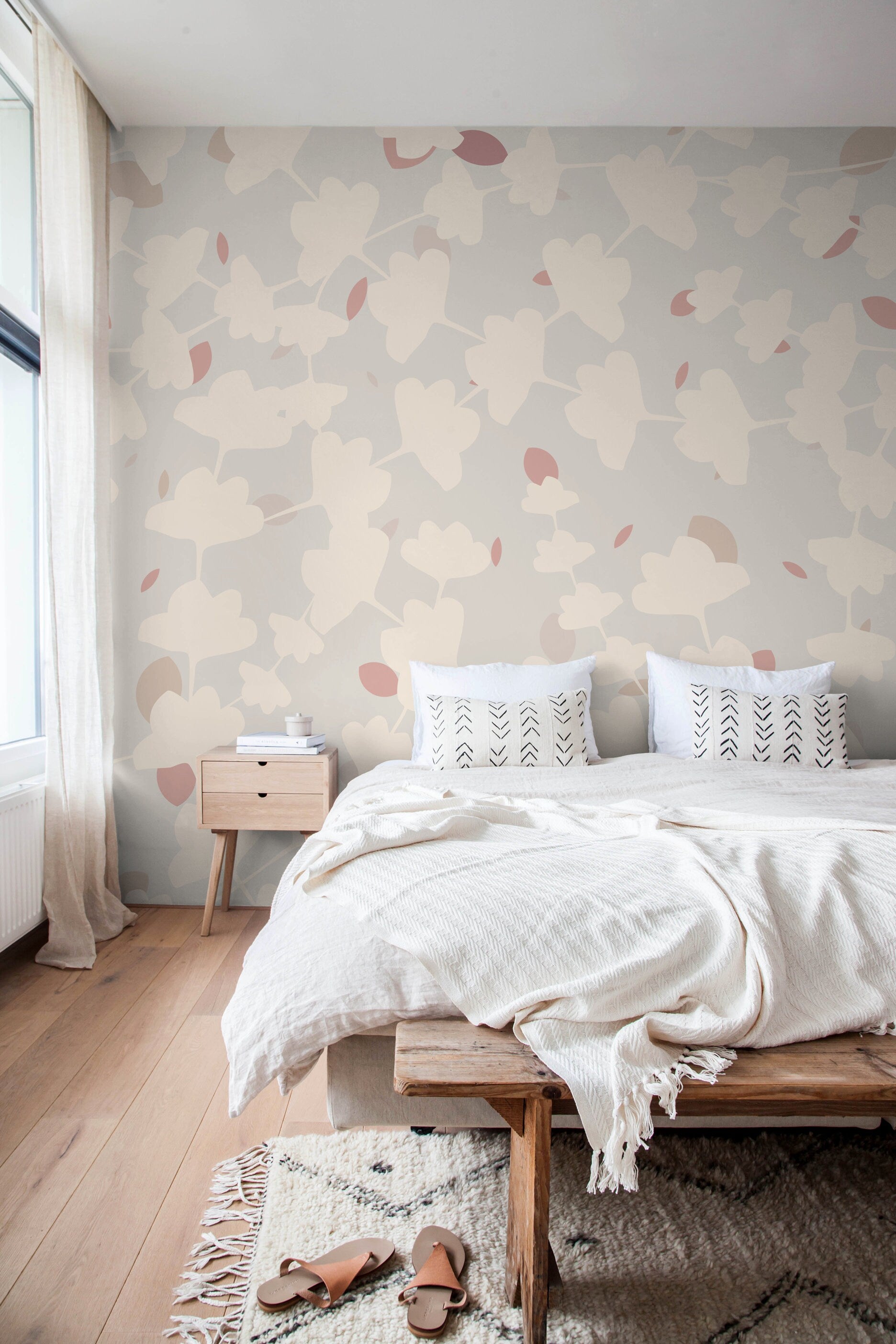 Removable Wallpaper, Temporary Wallpaper, Minimalistic Wallpaper, Peel and Stick Wallpaper, Leaf Wallpaper - X064