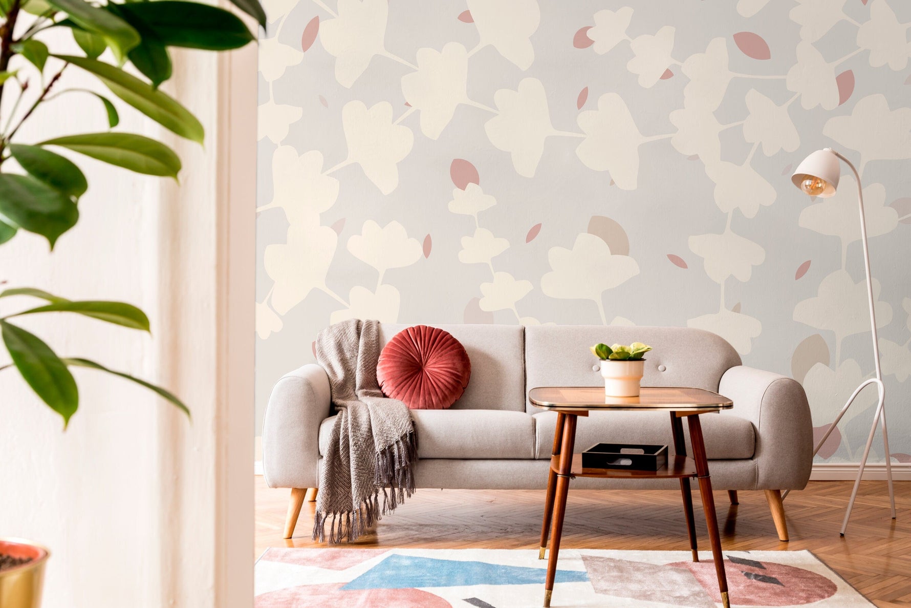 Removable Wallpaper, Temporary Wallpaper, Minimalistic Wallpaper, Peel and Stick Wallpaper, Leaf Wallpaper - X064