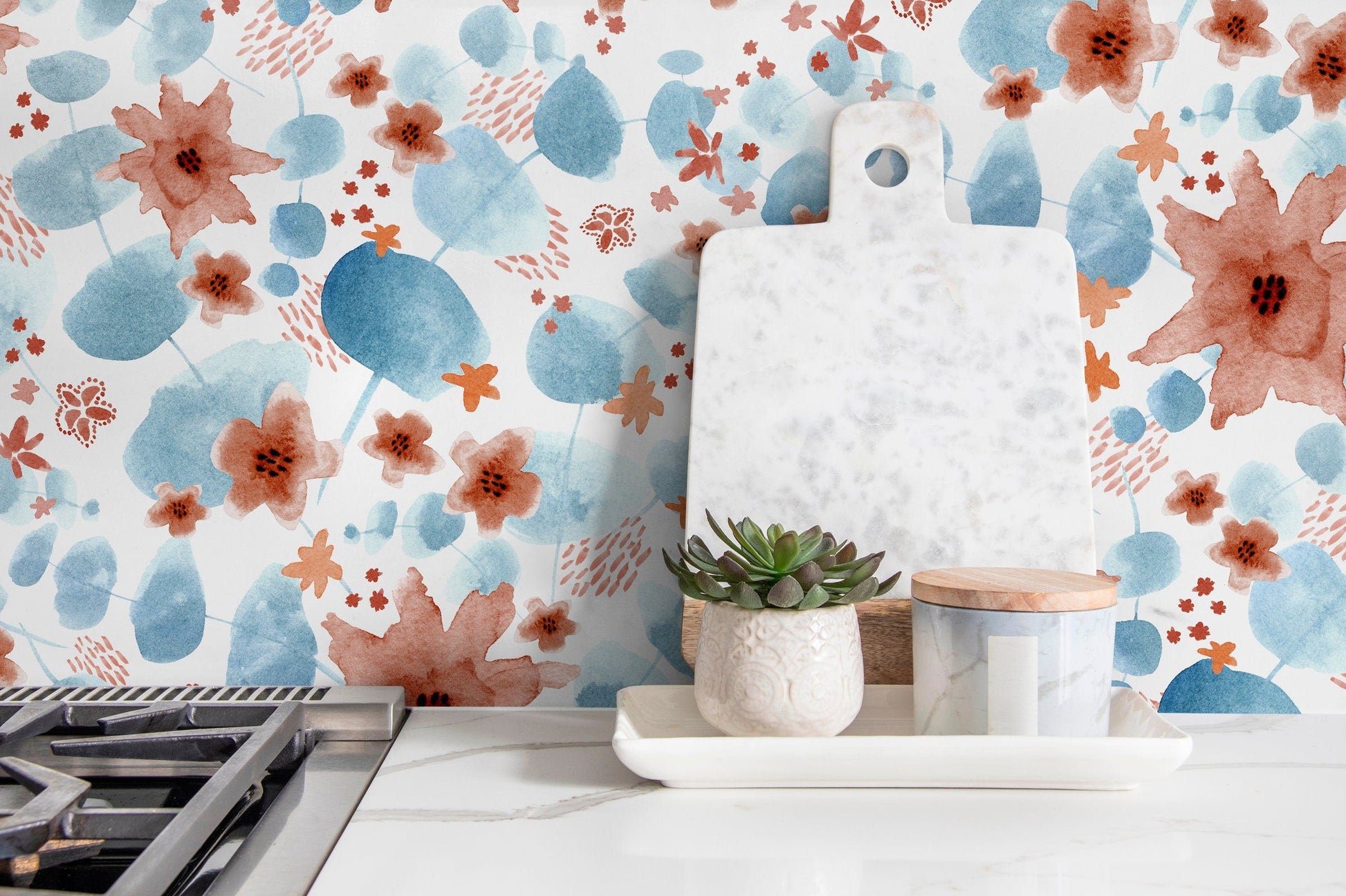 Colorful Floral Wallpaper, Peel and Stick Wallpaper, Removable Wall Decor, Fabric Wallpaper, Removable, Wall Paper Removable - X003