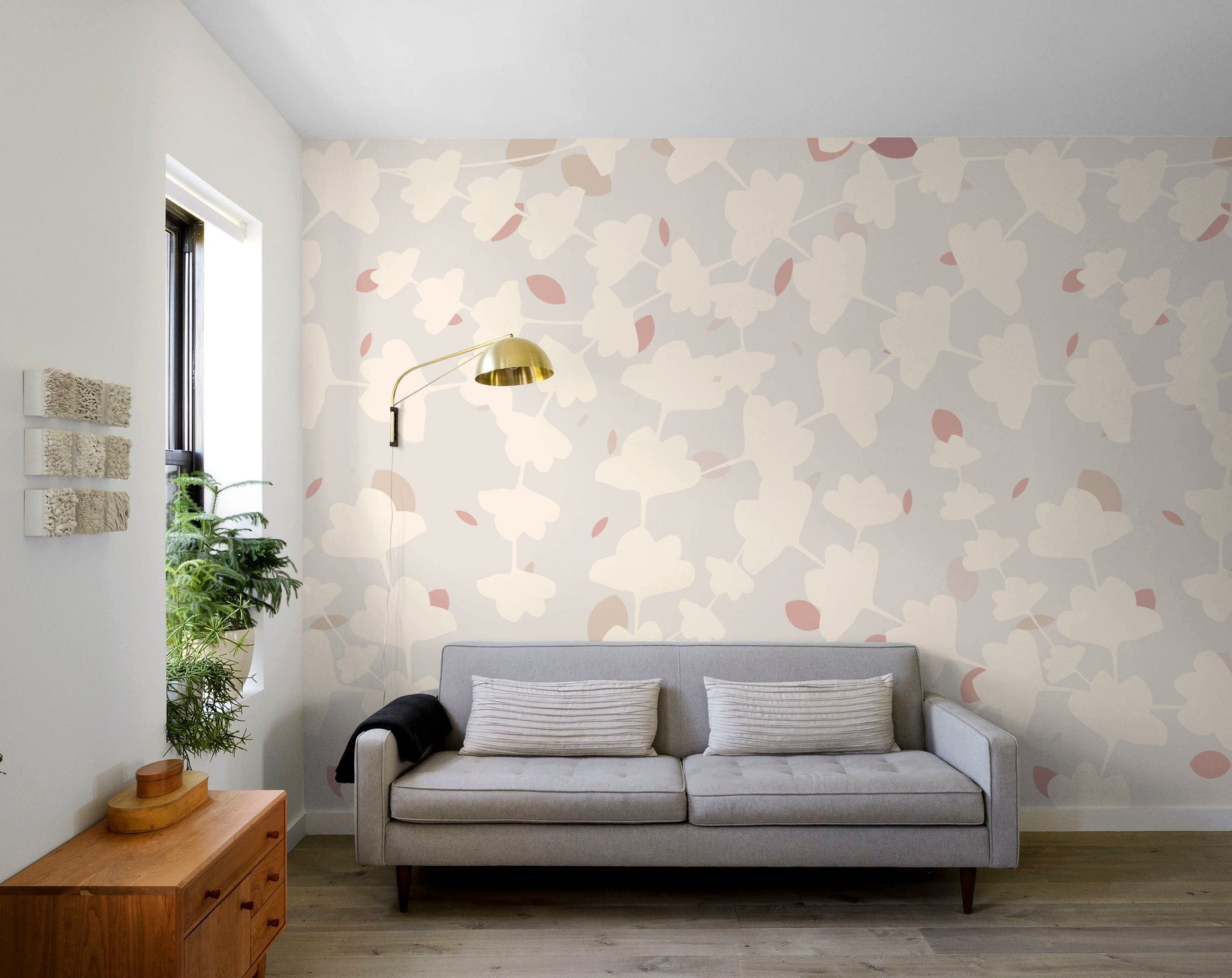 Removable Wallpaper, Temporary Wallpaper, Minimalistic Wallpaper, Peel and Stick Wallpaper, Leaf Wallpaper - X064