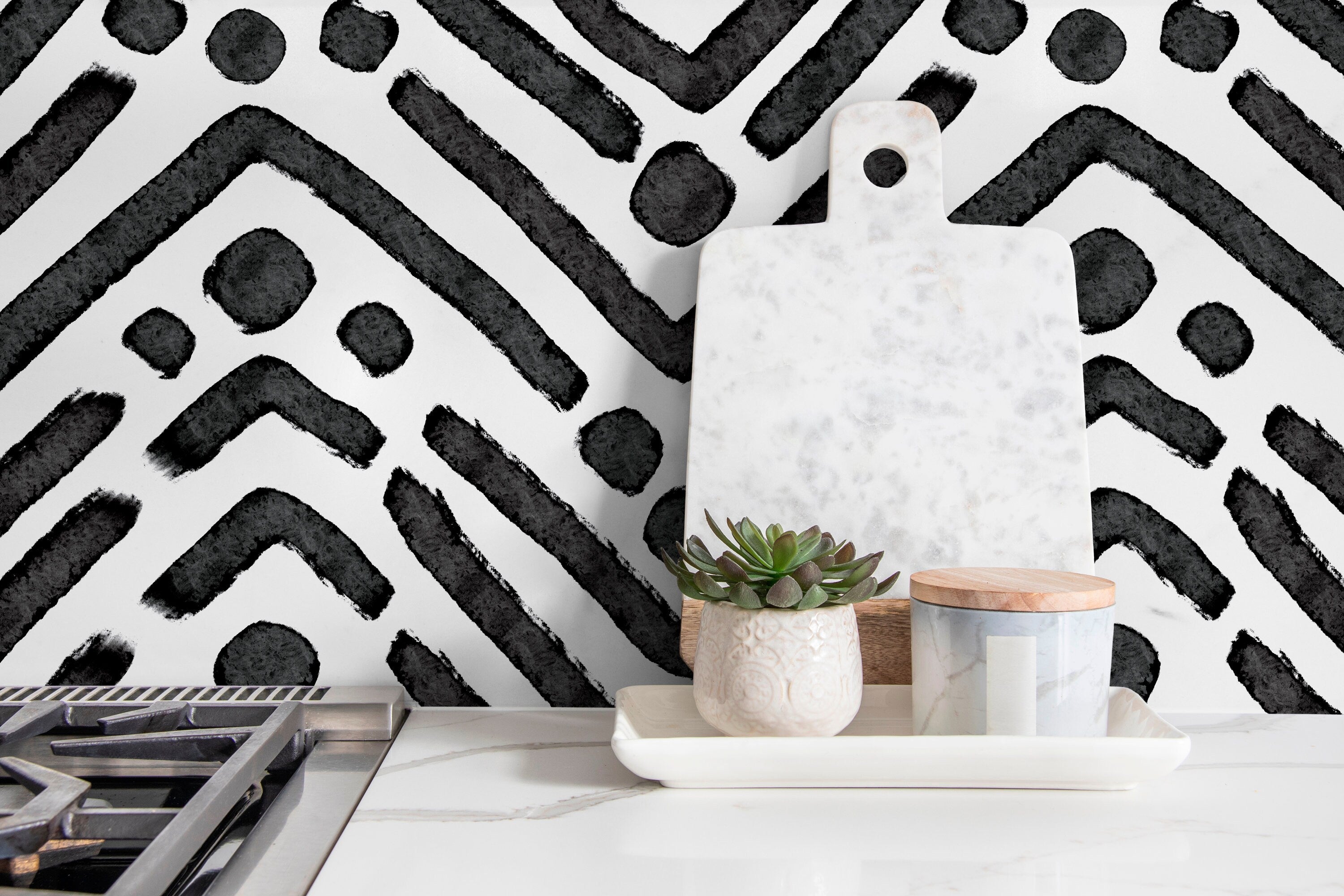 Black and deals white removable wallpaper