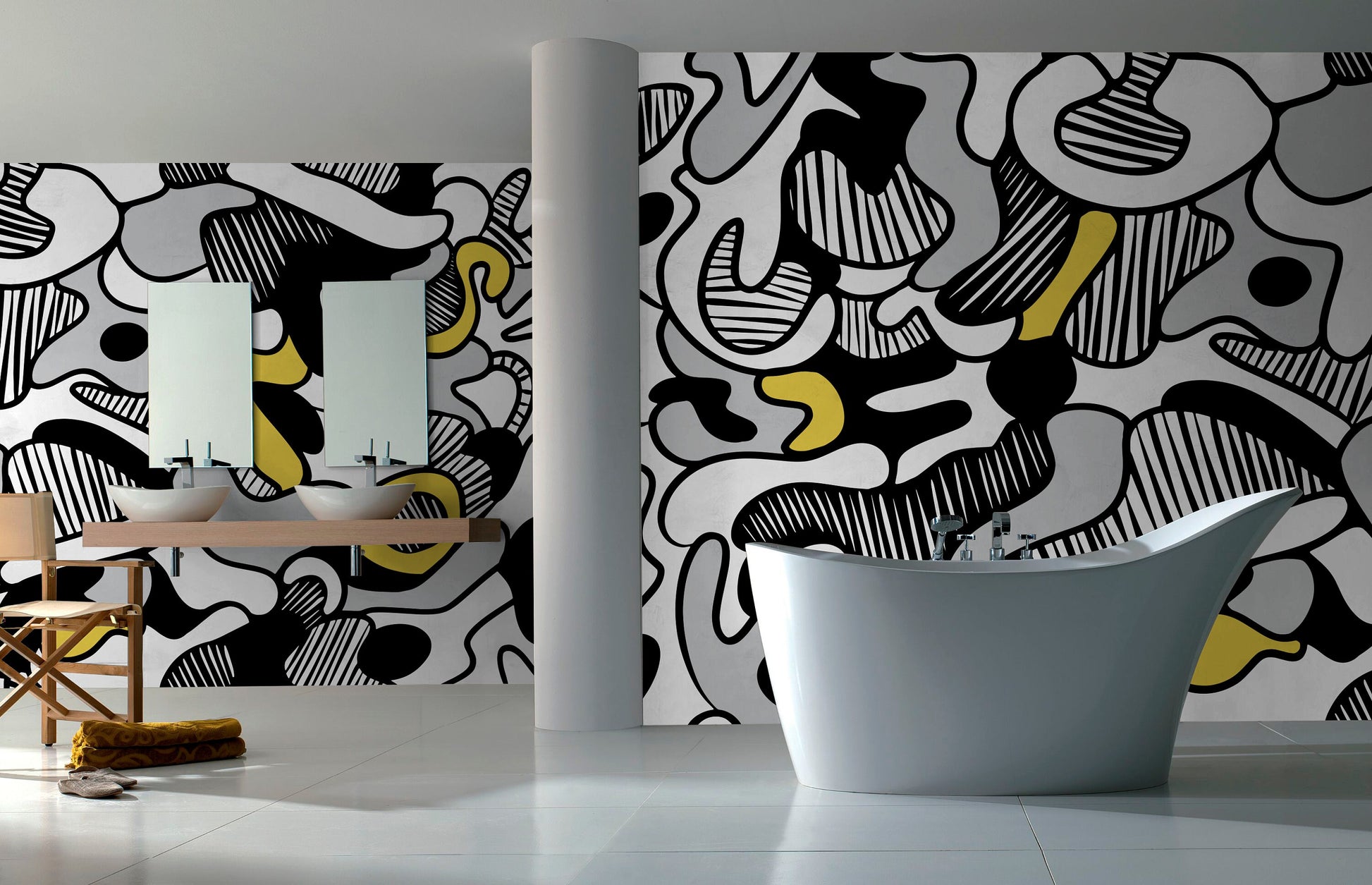 Wallpaper Removable Wallpaper Peel and Stick Wallpaper Wall Decor Home Decor Contemporary / Black And Yellow Wallpaper- X135