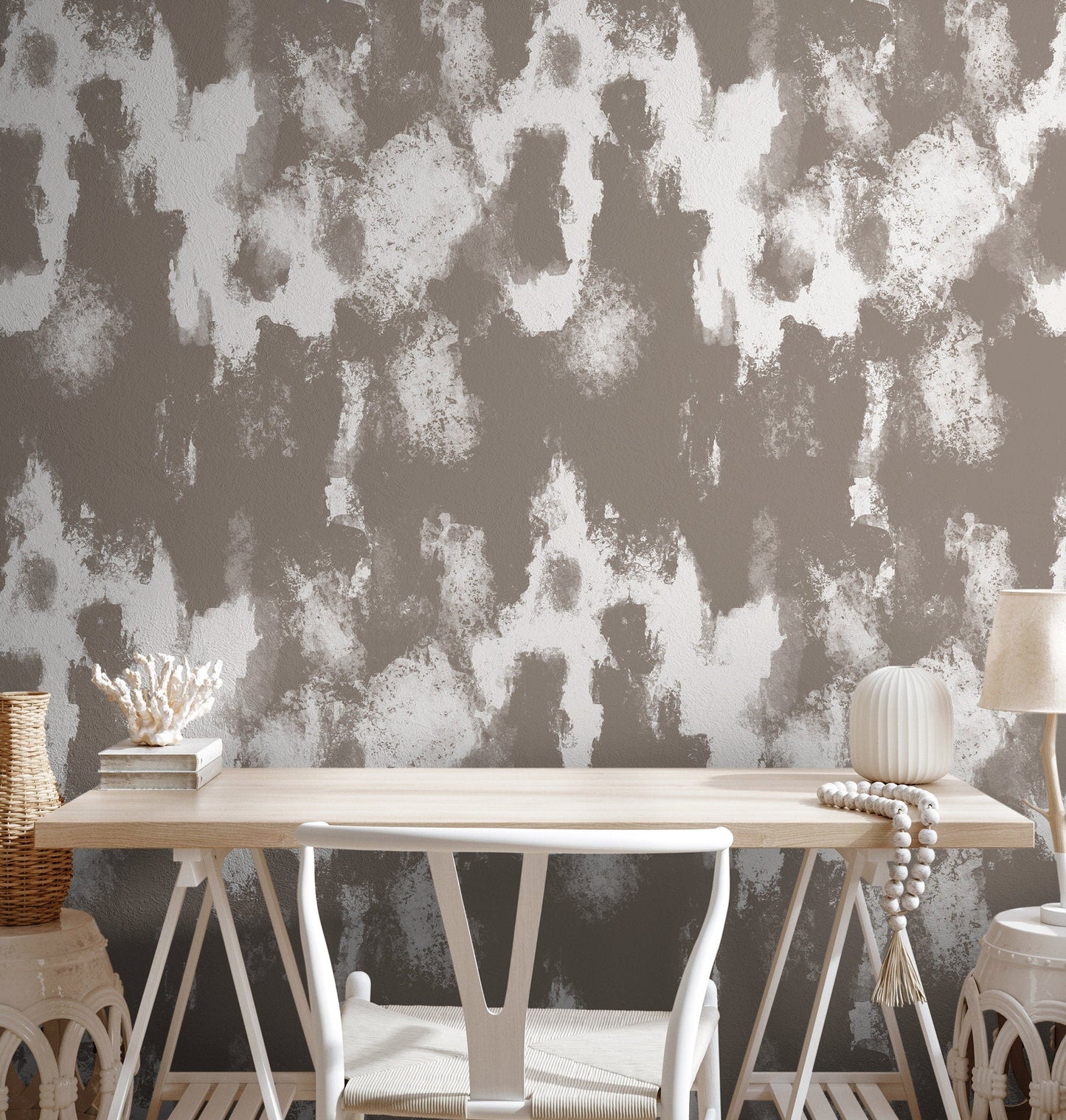 Removable Wallpaper Peel and Stick Wallpaper Wall Paper Wall Wallpaper Watercolor Print / Abstract Watercolor Taupe - X115