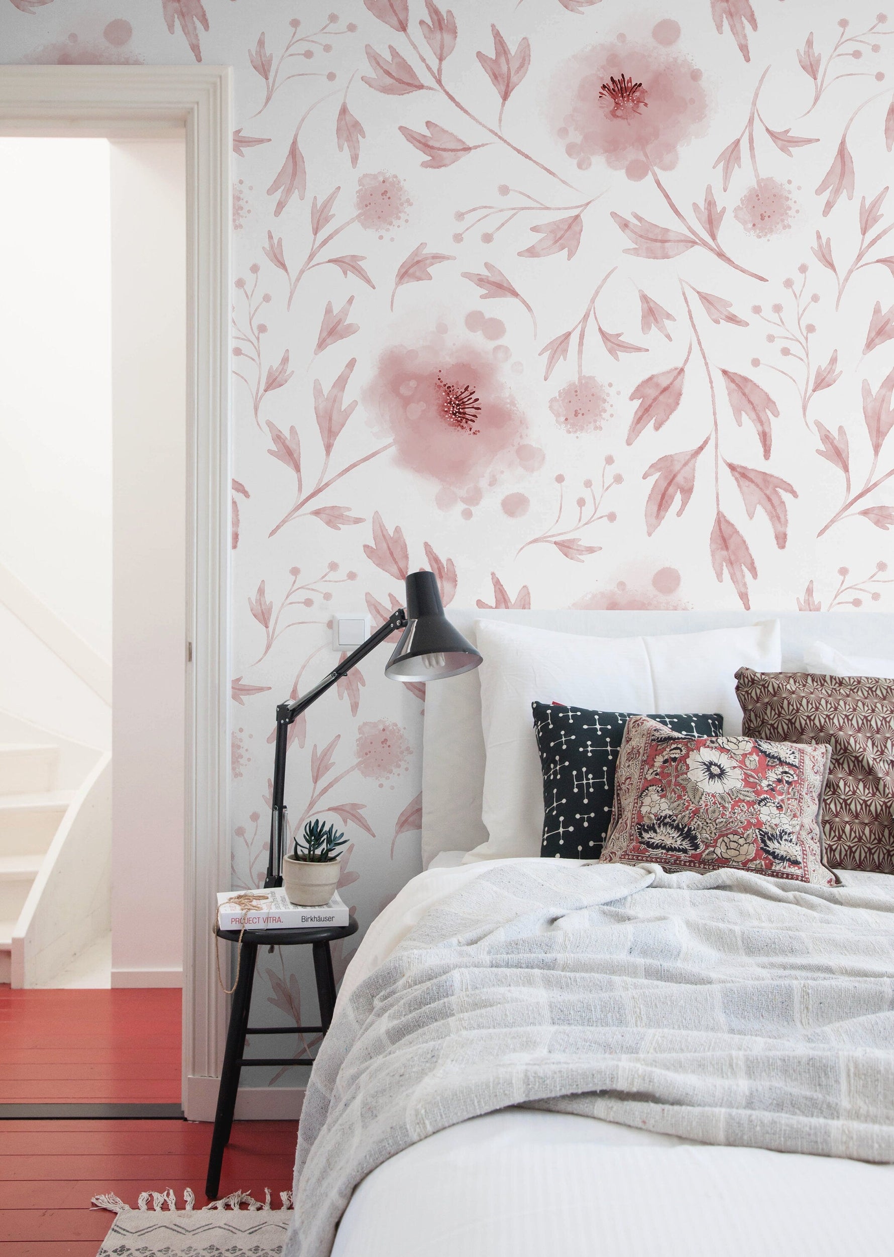 Peel and Stick Wallpaper Removable Wallpaper Wall Decor Home Decor Wall Art Printable Wall Art Room Decor Wall Prints / Pink Flowers - X126