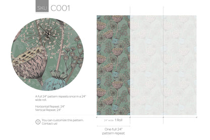Botanical Whimsy Seedpod Wallpaper - C001