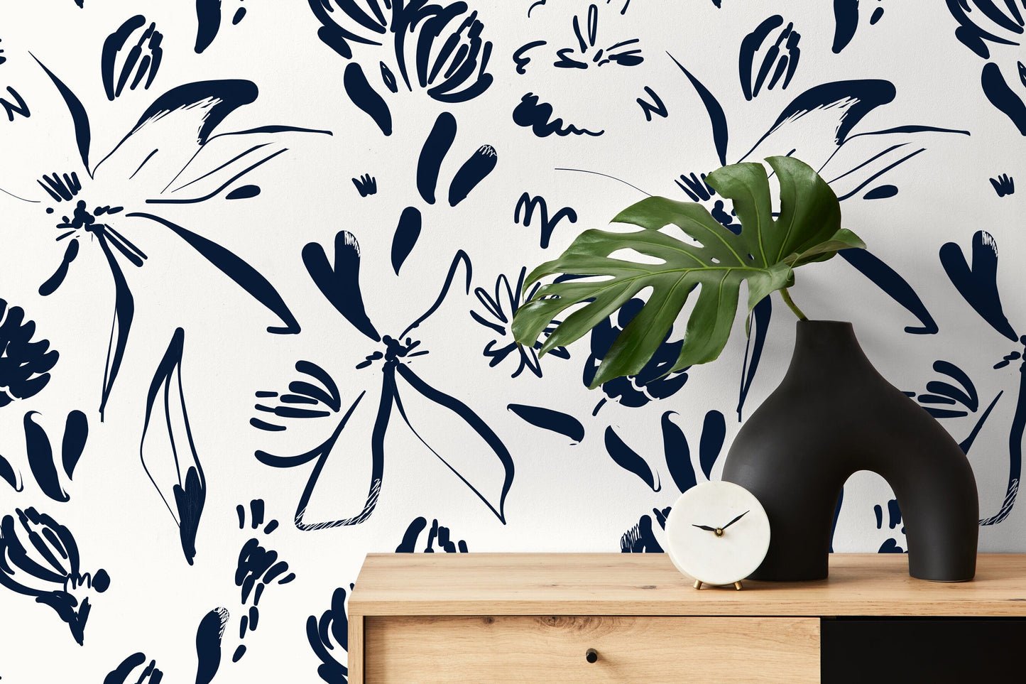 Wallpaper Peel and Stick Wallpaper Removable Wallpaper Home Decor Wall Art Wall Decor Room Decor / Navy Contemporary Boho Wallpaper - C383