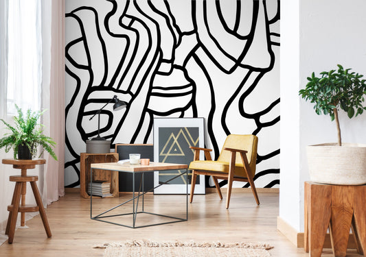 Wallpaper Peel and Stick Wallpaper Removable Wallpaper Home Decor Wall Art Wall Decor Room Decor / Black and White Abstract Wallpaper - X145