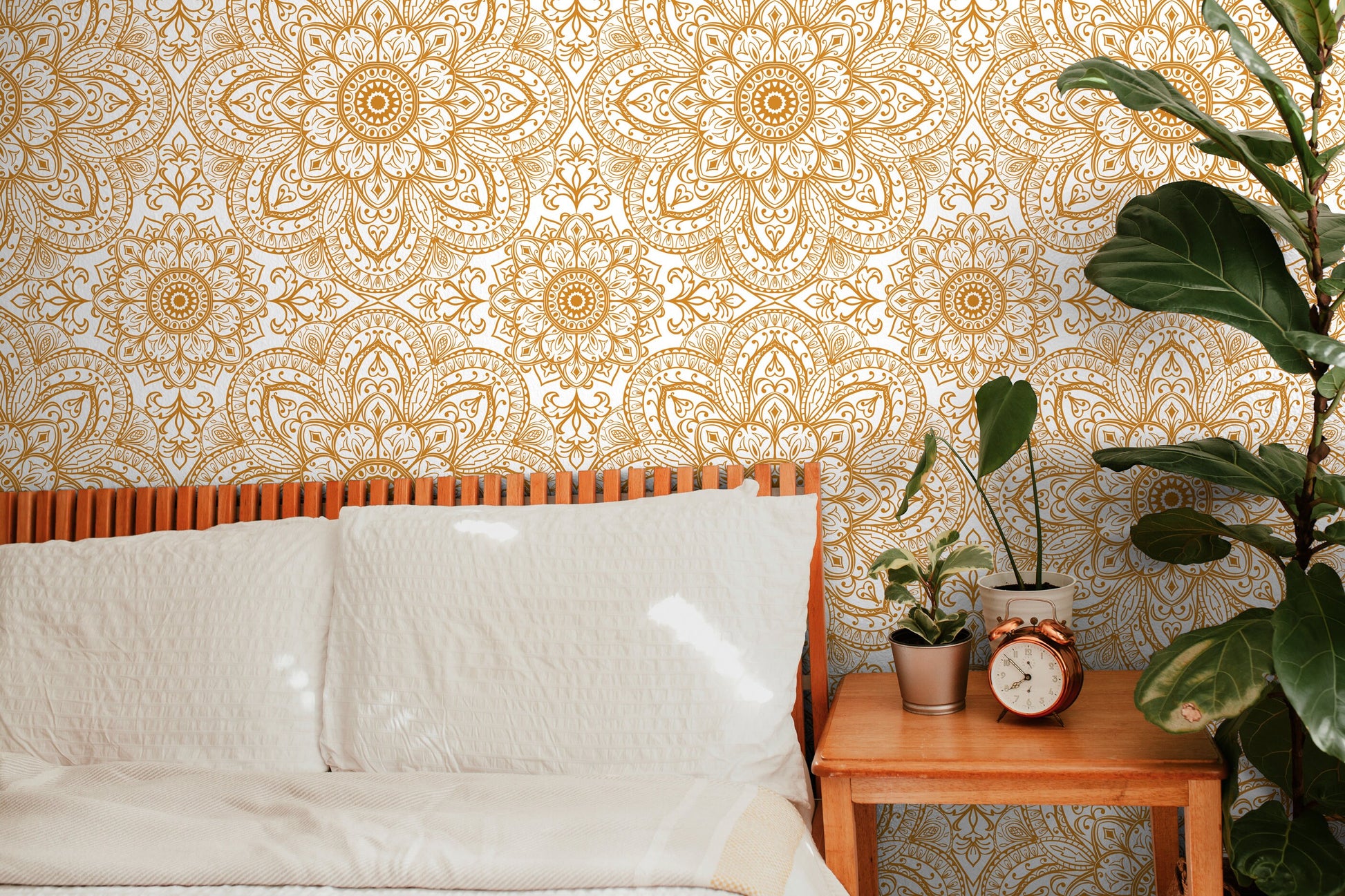 Wallpaper Peel and Stick Wallpaper Removable Wallpaper Home Decor Wall Art Wall Decor Room Decor / Orange Arabian Mosaic Wallpaper - C367