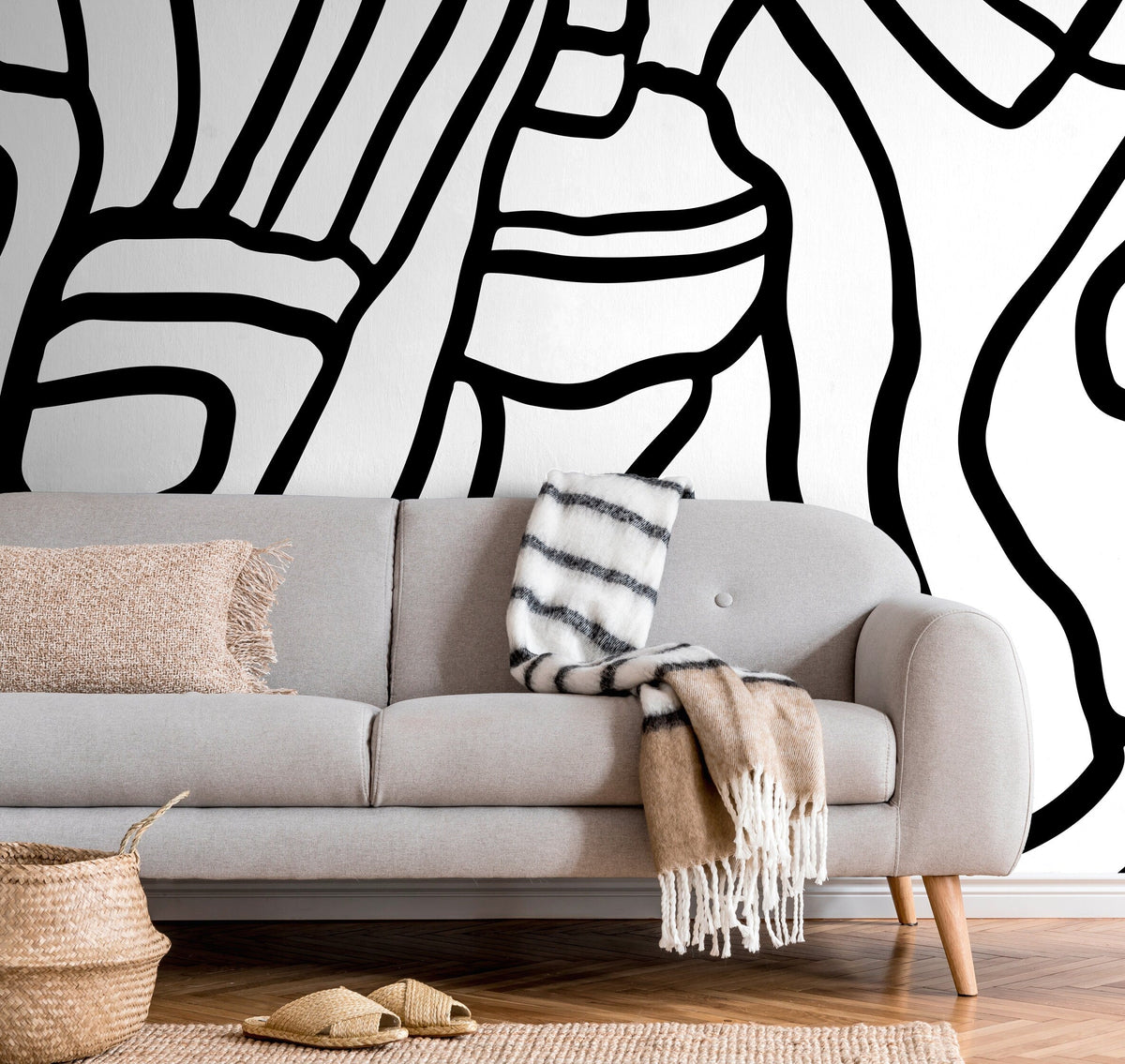 Wallpaper Peel and Stick Wallpaper Removable Wallpaper Home Decor Wall Art Wall Decor Room Decor / Black and White Abstract Wallpaper - X145