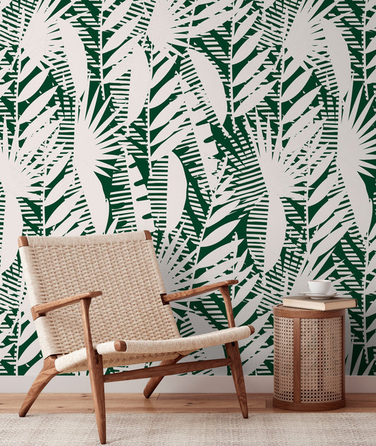 Wallpaper Peel and Stick Wallpaper Removable Wallpaper Home Decor Wall Art Wall Decor Room Decor / Abstract Green Leaves Wallpaper - C401